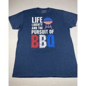 BBQ T-Shirt Life Liberty and the Pursuit of BBQ by FifthSun Unisex Blue Size 2XL